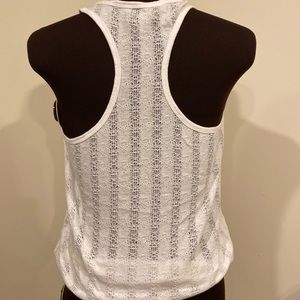 American Eagle White Tank Top Coverup Lace Back